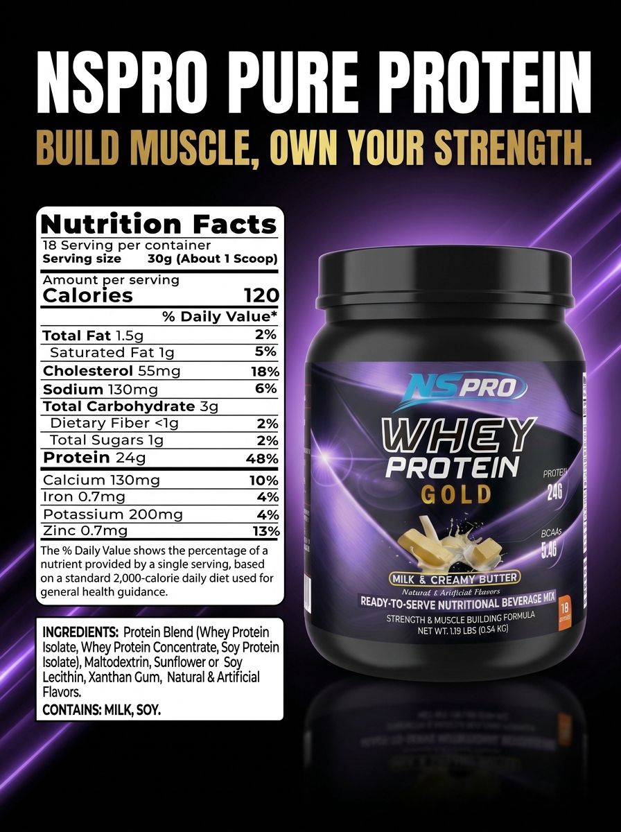 MILK & CREAMY BUTTER – NSPRO WHEY PROTEIN GOLD | 24g Protein | 1.19 LBS view 2