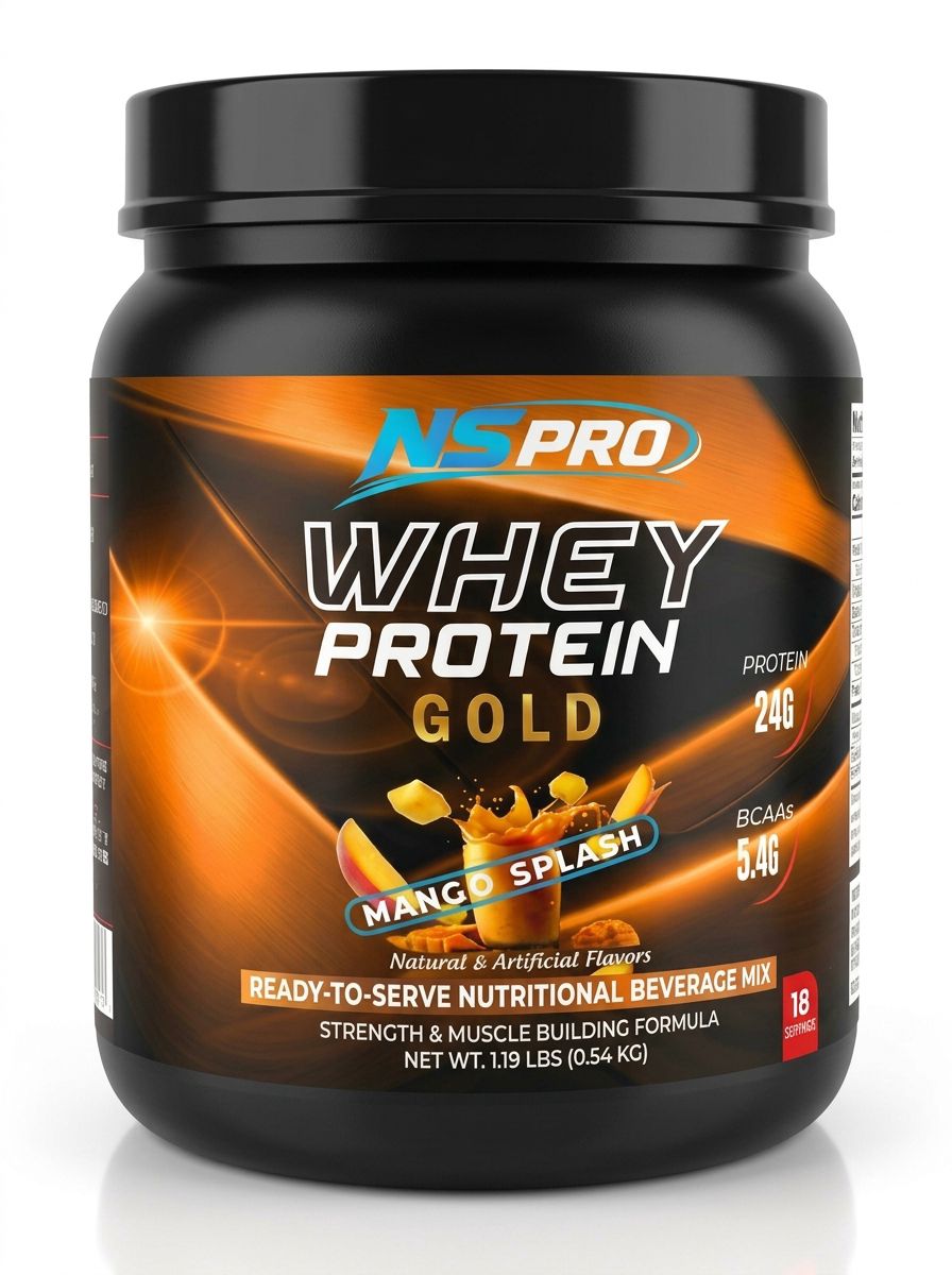  MANGO SPLASH | NSPRO WHEY PROTEIN GOLD – 24g Protein | 1.19 LBS | 18 Servings