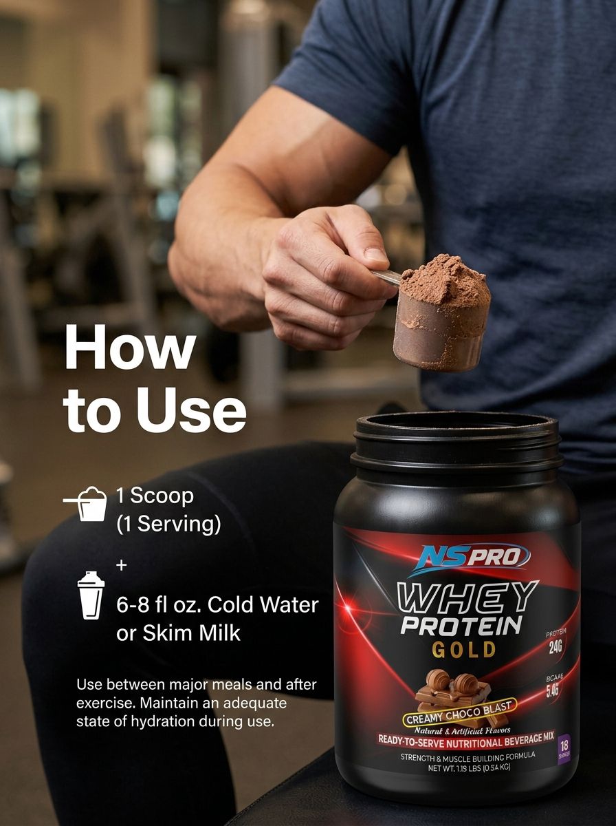 NSPRO WHEY PROTEIN GOLD – CREAMY CHOCO BLAST | 24g Protein | 1.19 LBS | 18 Servings | 0.54 KG view 2